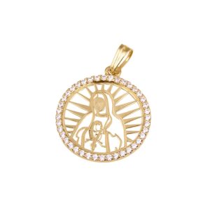 Medalha Religiosa N.S. Fátima com pedras em ouro - 20mm