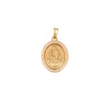 Medalha religiosa oval em ouro 19.2kl com pedras