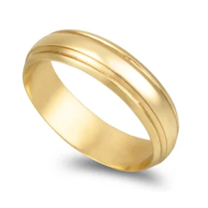Aliança Ouro Franco 19,2KL Com Frisos Com 5mm De Largura