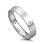 Aliança ouro branco acetinado com pedras - 4mm