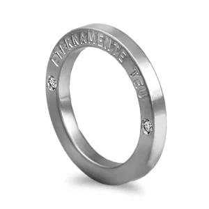 Aliança com gravação exterior ouro branco - 3mm