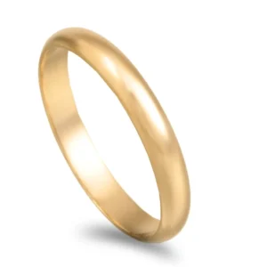 Aliança meia cana em ouro amarelo - 3mm de largura