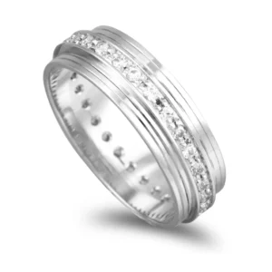 Aliança ouro branco 6mm com pedras