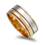 Aliança bicolor ouro amarelo e branco 7mm
