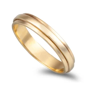 Aliança anilha com filé em ouro amarelo com 4mm de largura