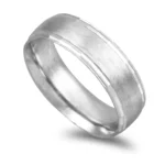 Aliança Ouro Branco Acetinada Com 2 Frisos Laterais