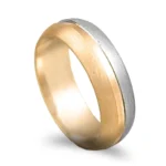 Aliança ouro bicolor com centro rebaixado -  6,5mm largura