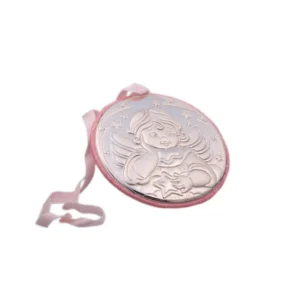 Medalha De Berço Cor-De-Rosa Com Anjo