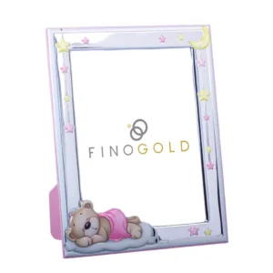 Moldura Bilaminada Com Urso Deitado Rosa 13x18