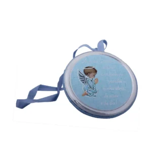 Medalha de Berço Azul Com Oração Do Anjo Da Guarda 8cm