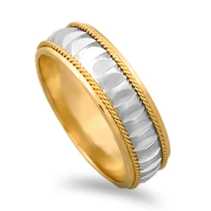 Aliança bicolor ouro amarelo e branco 6mm