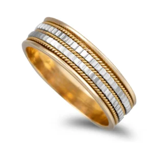 Aliança bicolor ouro amarelo e branco 6mm