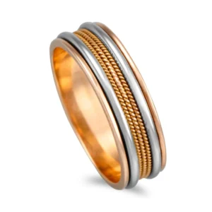 Aliança bicolor ouro amarelo e branco 6mm