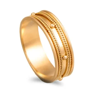 Aliança ouro amarelo com fios torcidos - 6mm