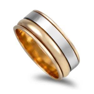 Aliança bicolor ouro amarelo e branco 7mm