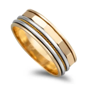 Aliança bicolor ouro amarelo 6mm