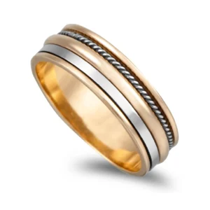 Aliança bicolor ouro amarelo e branco 6mm