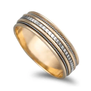 Aliança bicolor ouro amarelo e branco 6,5mm