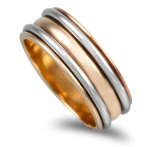 Aliança bicolor ouro amarelo e branco 6,5mm