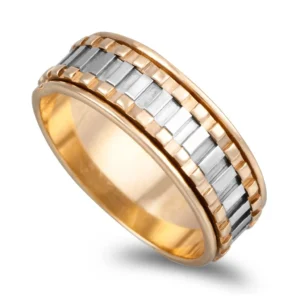 Aliança bicolor ouro amarelo e branco com 7mm