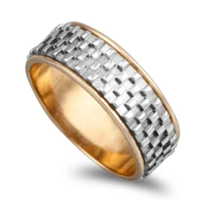 Aliança em ouro bicolor com 7mm de largura