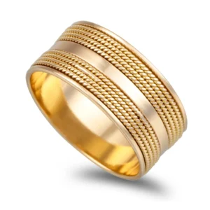 Aliança Dupla Em Ouro Amarelo Com 8,5mm