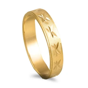 Aliança ouro amarelo lapidação estrela - 4mm