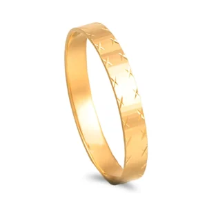 Aliança ouro amarelo com lapidação em X - 3mm