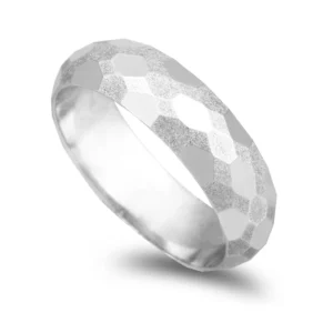 Aliança Ouro Branco Acetinada E Lapidação 5 mm De Largura
