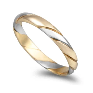 Aliança Entrelaçada Ouro Branco E Ouro Amarelo 19,2KL Com 3mm De Largura