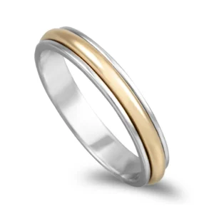 Aliança bicolor ouro amarelo e branco 3,5mm
