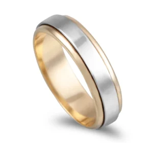 Aliança Ouro Bicolor Com 5mm De Largura