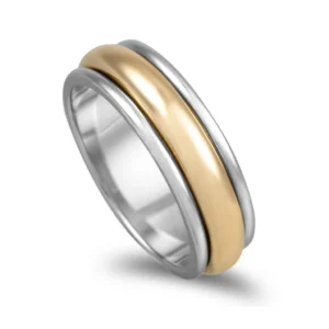 Aliança Bicolor Em Ouro de 19,2kl 6mm