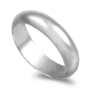 Aliança ouro branco - Meia Cana Alta 5,0mm