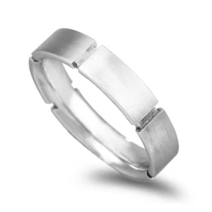ALIANÇA OURO BRANCO COM RECORTES ACETINADA COM 5MM DE LARGURA