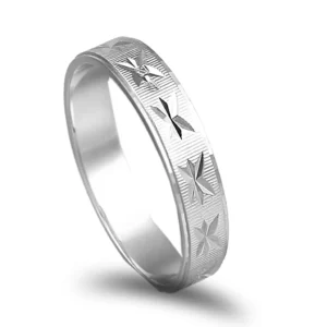 Aliança ouro branco com lapidação - 3mm