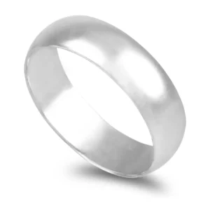 Aliança ouro branco - Meia Cana Vistosa 6mm