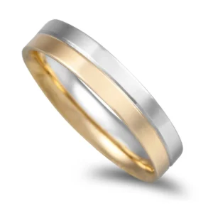 Aliança bicolor Ouro amarelo e branco 5mm