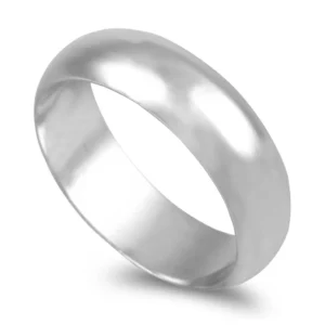 Aliança ouro branco - Meia Cana Média 6,0mm
