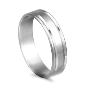 Aliança ouro branco com frisos laterais - 5mm