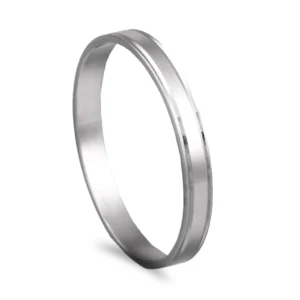 Aliança ouro branco com frisos - 3mm