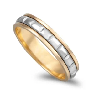 Aliança bicolor ouro amarelo e branco 5mm