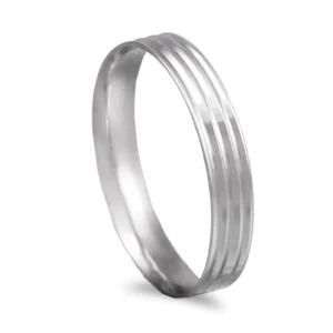 Aliança ouro branco com frisos - 3mm