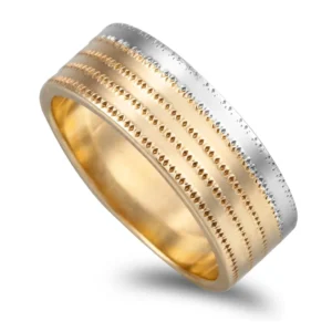Aliança bicolor ouro amarelo e branco 7mm