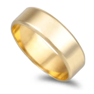 Aliança Ouro Amarelo Bisel 6mm De Largura
