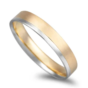Aliança bicolor ouro franco e branco 5mm