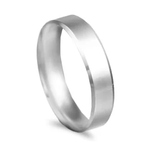 Aliança anilha com bisel em ouro branco - 5mm de largura