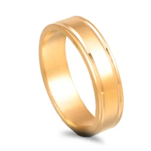 Aliança ouro amarelo com frisos - 5mm