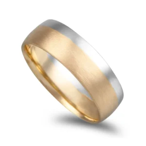 Aliança bicolor ouro amarelo e branco 6mm