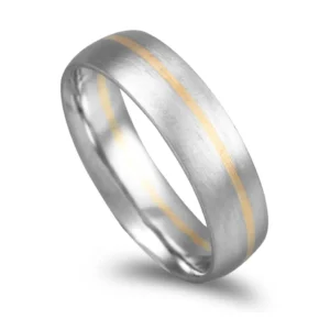 Aliança bicolor ouro amarelo e branco 6,5mm